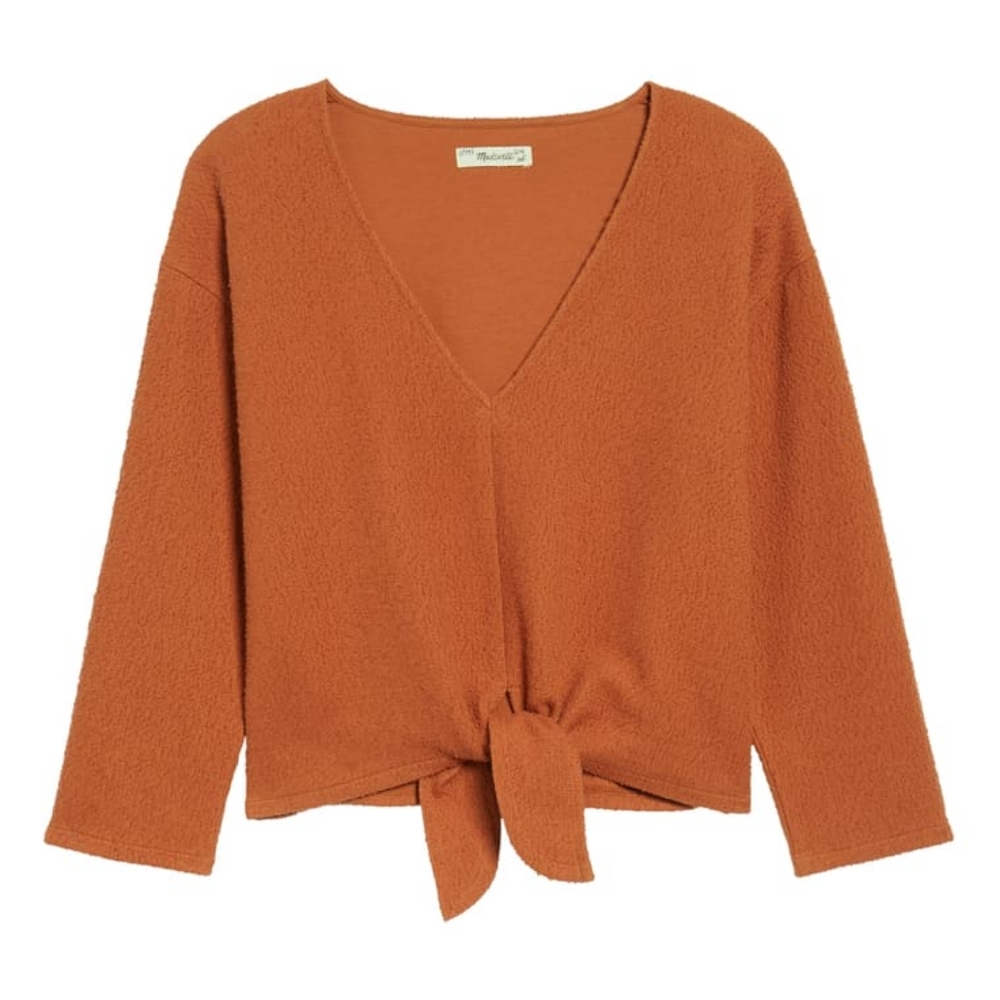 NWT Madewell Textured Tie-Front Top Rust Size L
